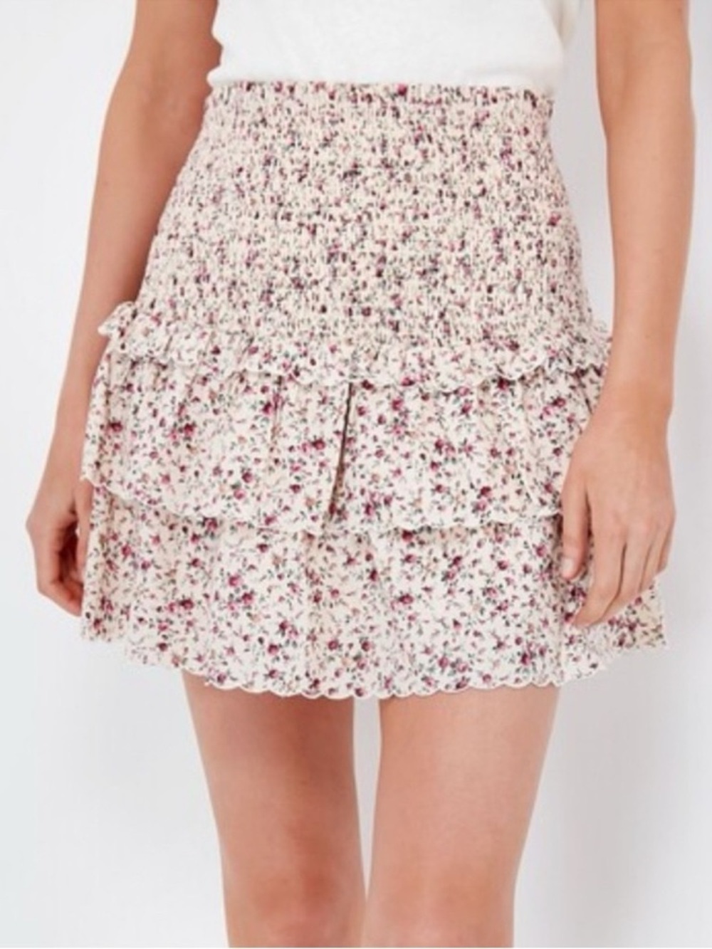 Tuckernuck Hyacinth House Tiered Floral Smocked Mini Skirt Size Large